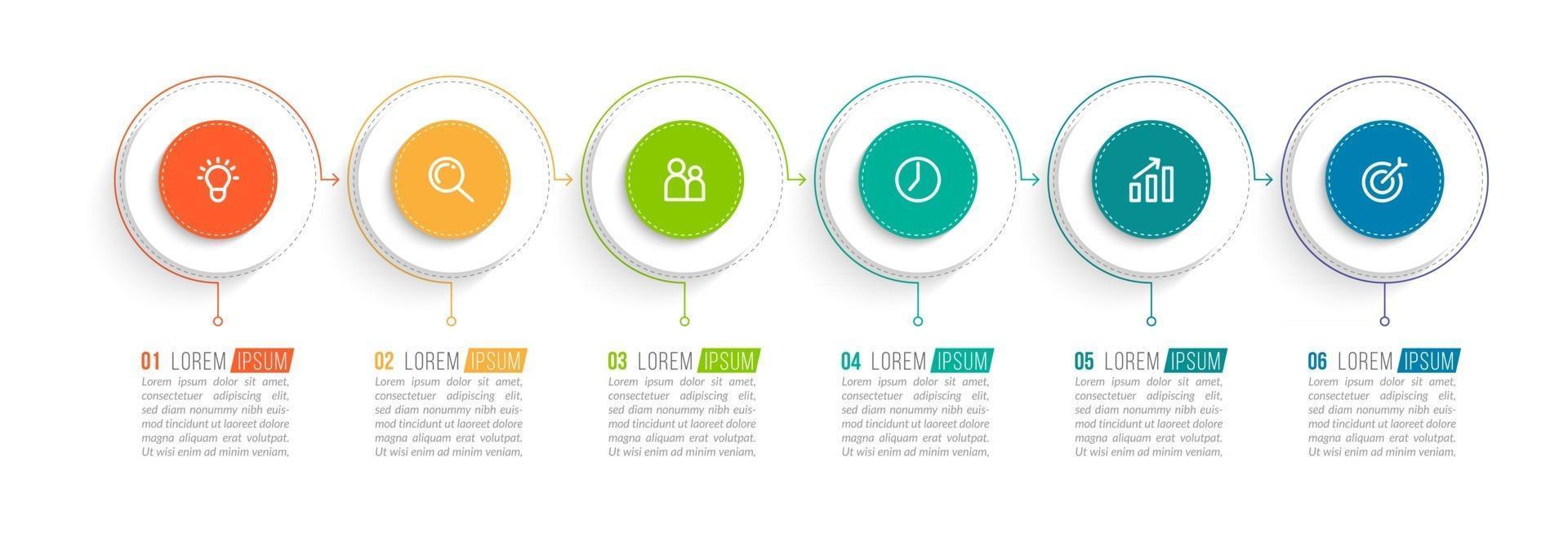 Simple 6 Steps Infographic Design Template vector