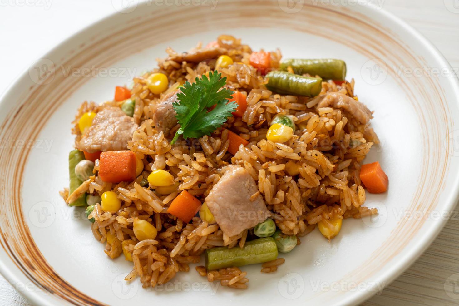 Fried rice with pork and vegetables photo