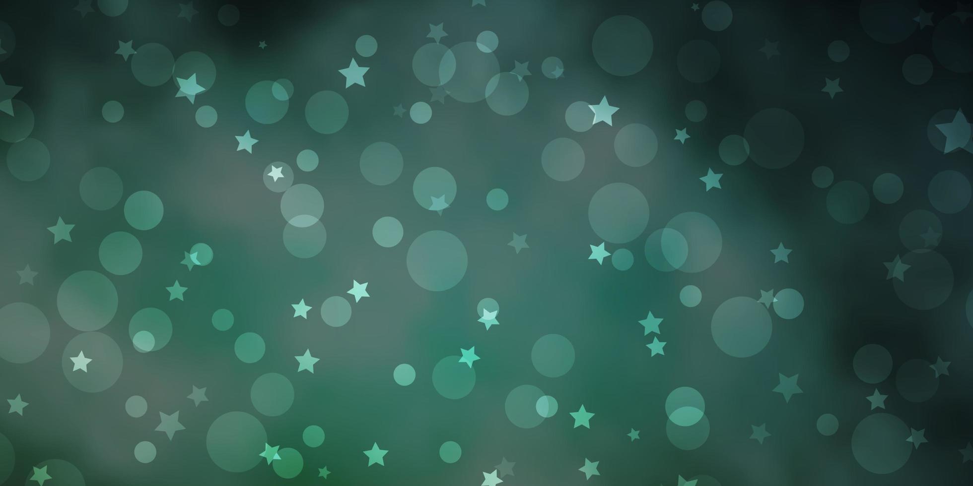 Light Green vector pattern with circles, stars.