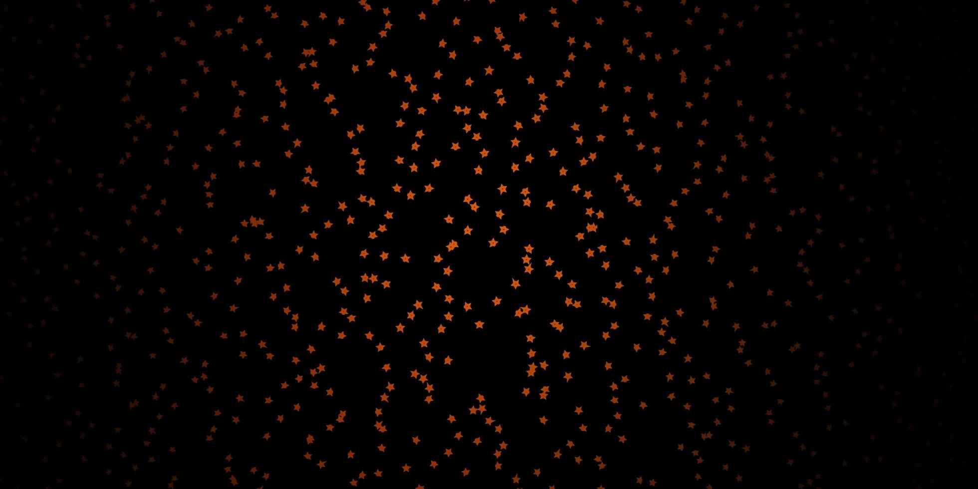 Fondo de vector naranja oscuro con estrellas pequeñas y grandes.