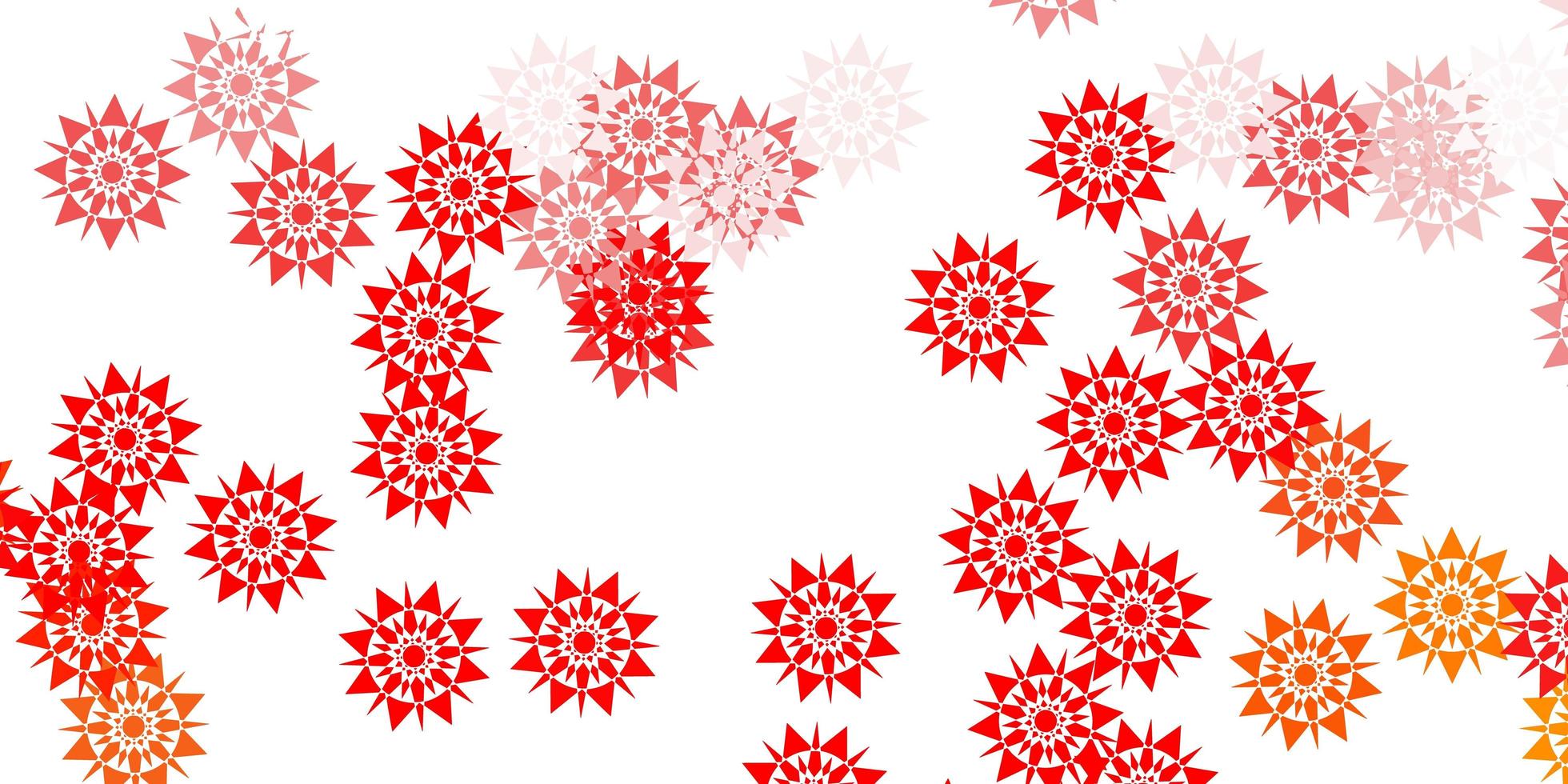 Light red vector beautiful snowflakes backdrop with flowers.