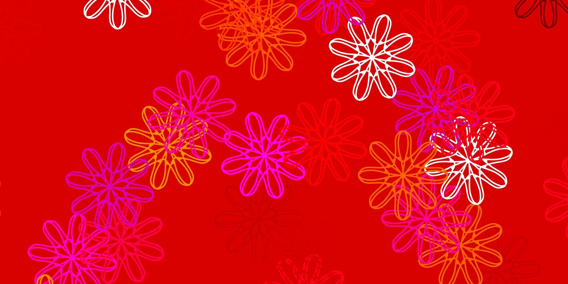patrón de doodle de vector rosa claro, amarillo con flores.