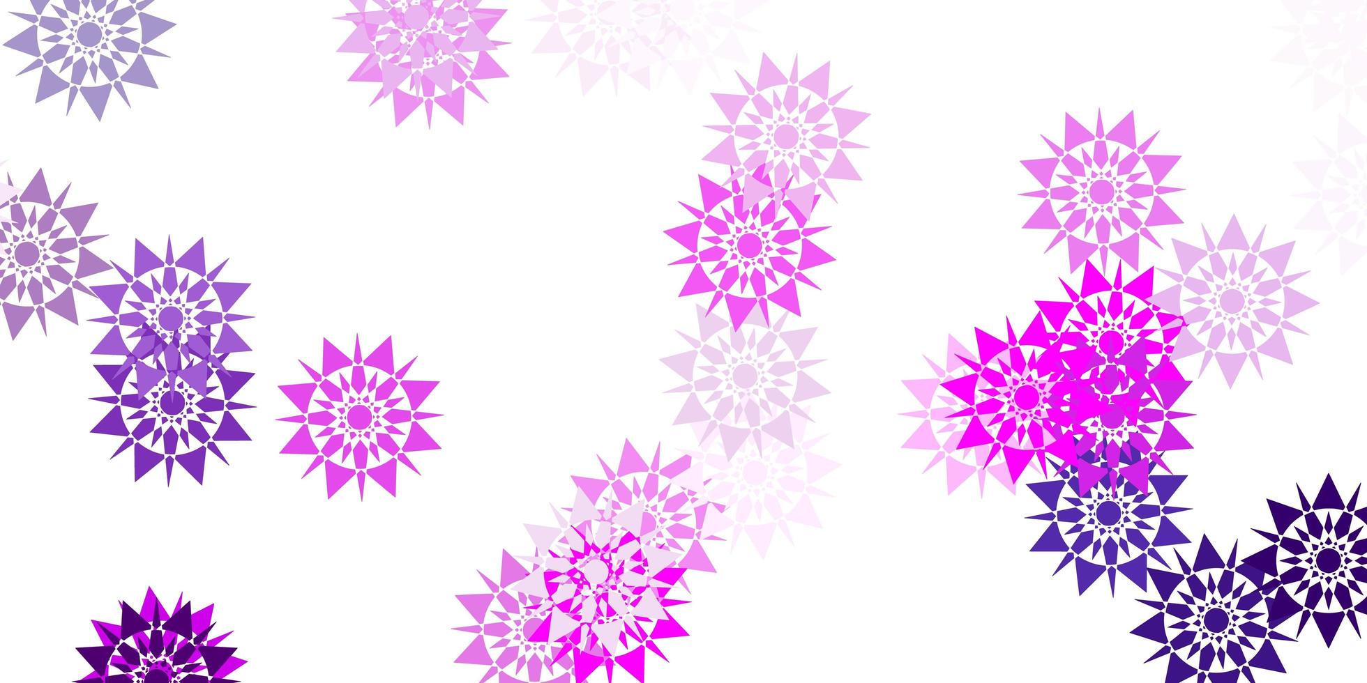 Light pink vector pattern with colored snowflakes.