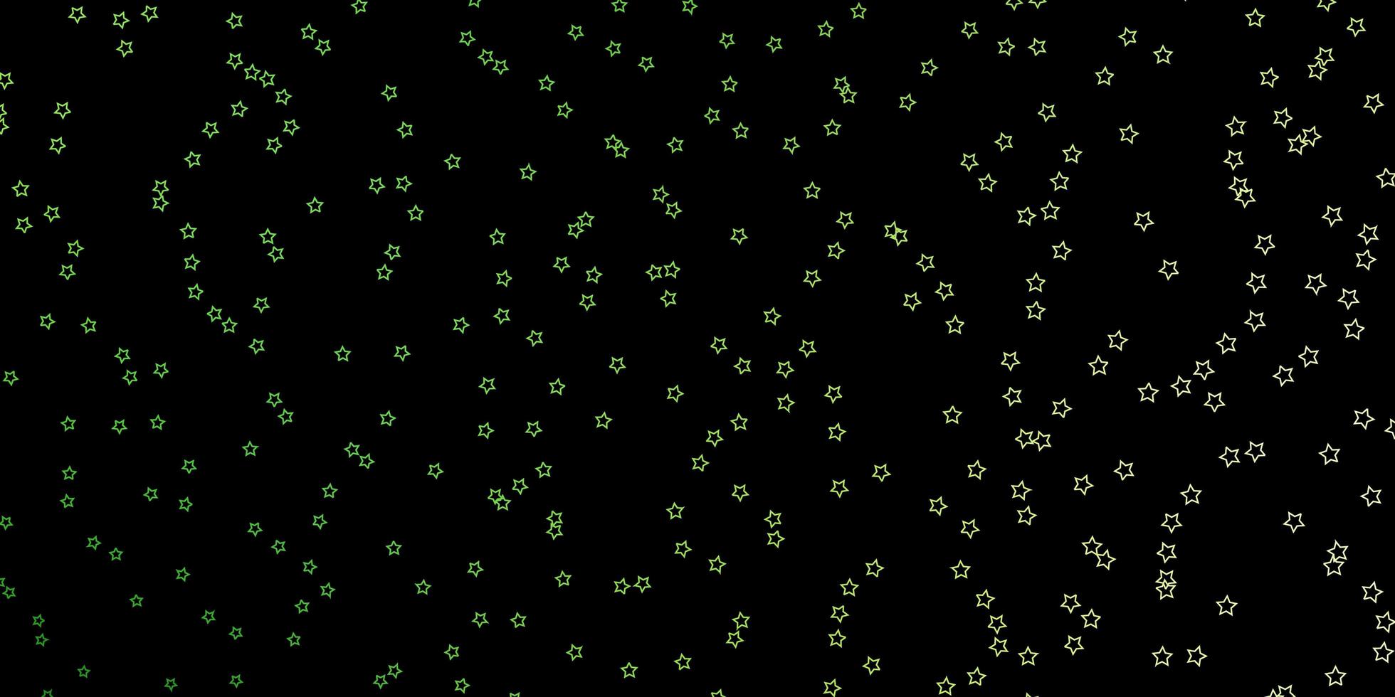 patrón de vector verde oscuro, amarillo con estrellas abstractas.