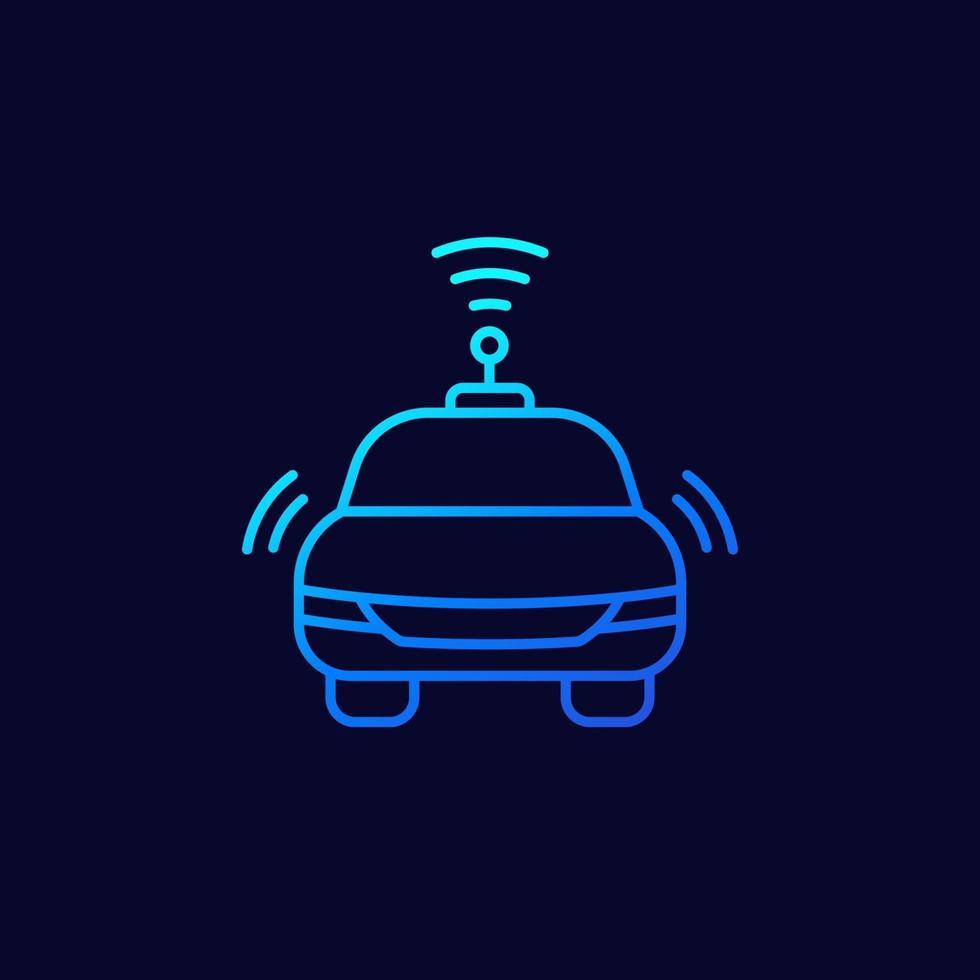 autonomous car line thin icon vector