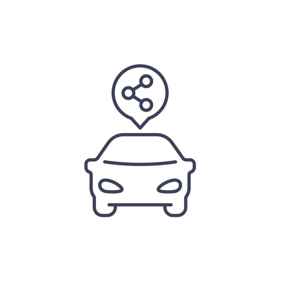 icono de servicio de carsharing, vector de línea