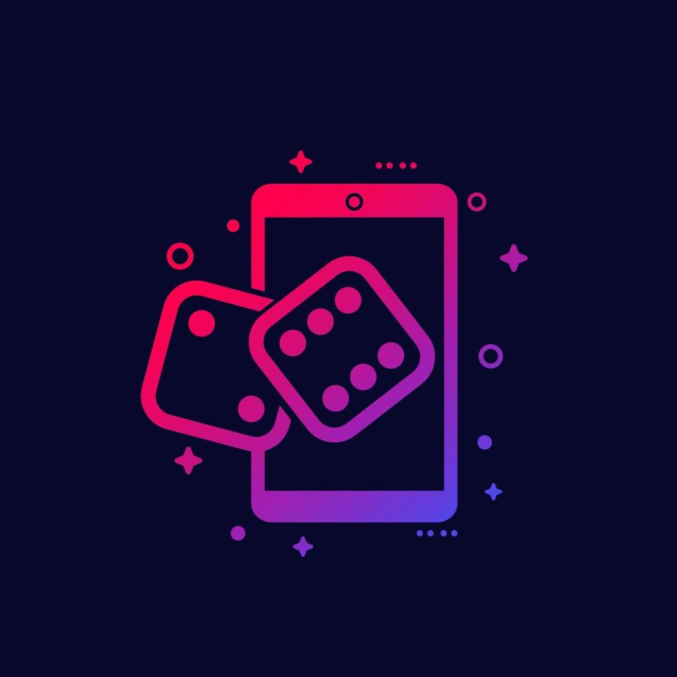 Dice icon with phone, vector