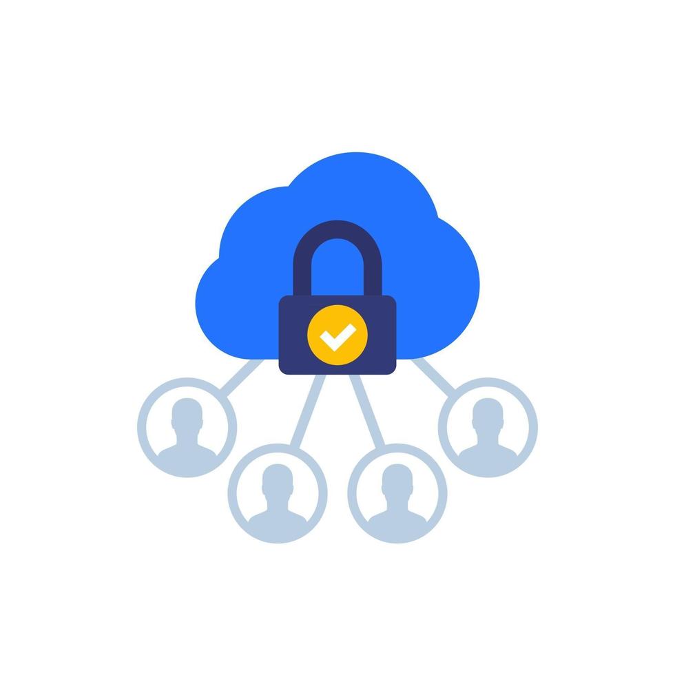 Personal data in cloud, privacy icon vector