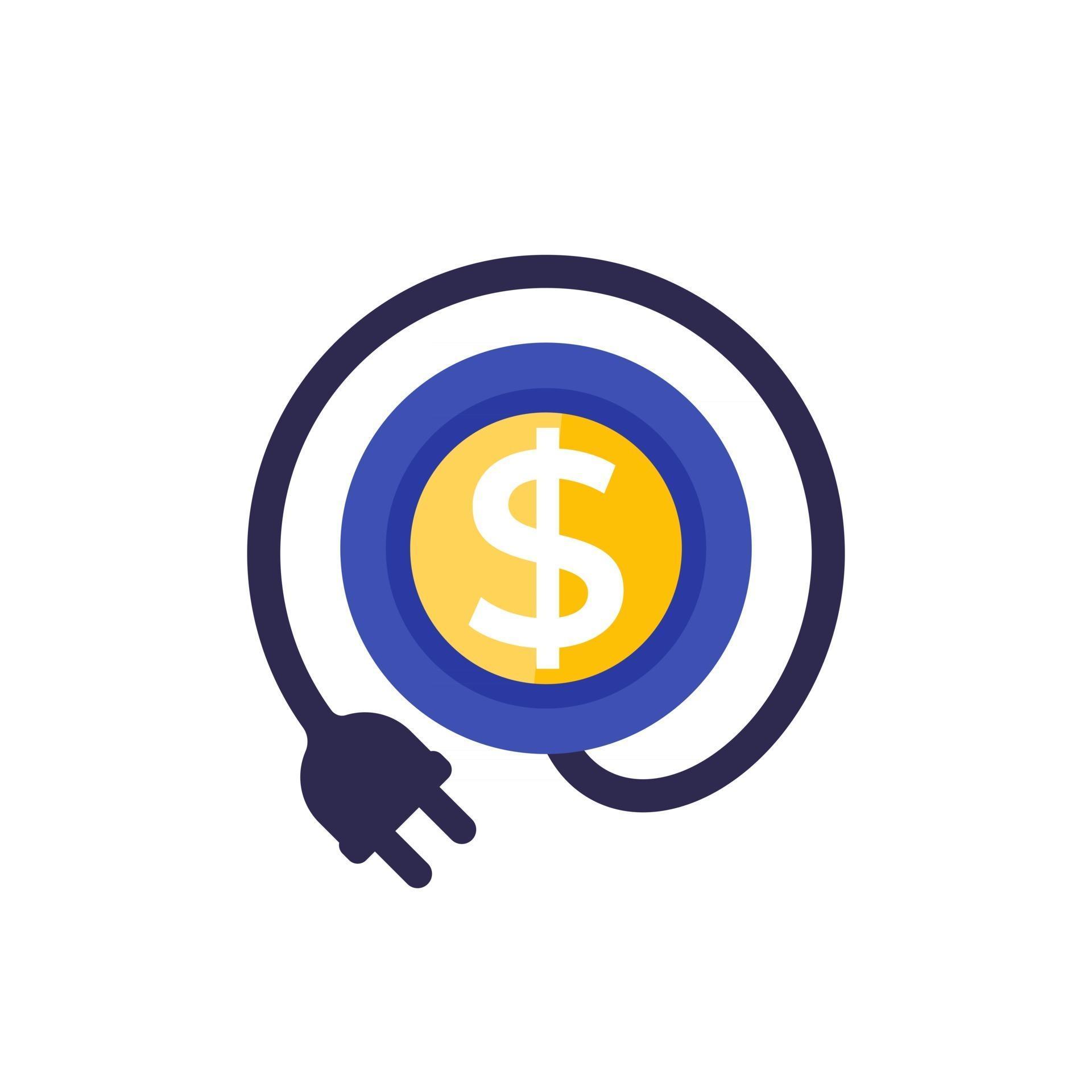 electricity costs icon with a plug, vector 3005140 Vector Art at Vecteezy