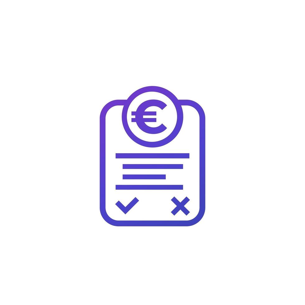 icono de factura en línea con euro vector