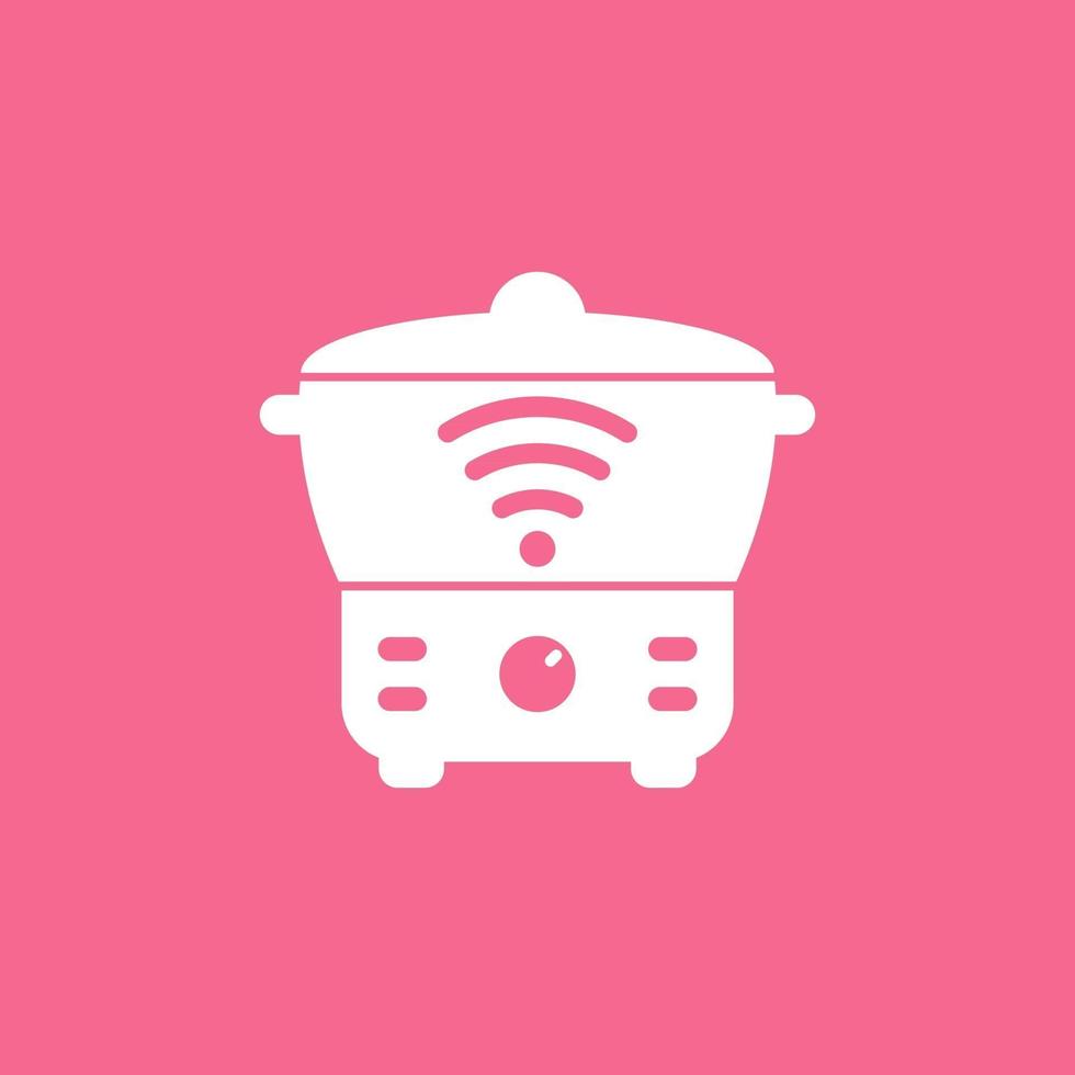 smart cooker icon, steamer, crock-pot vector