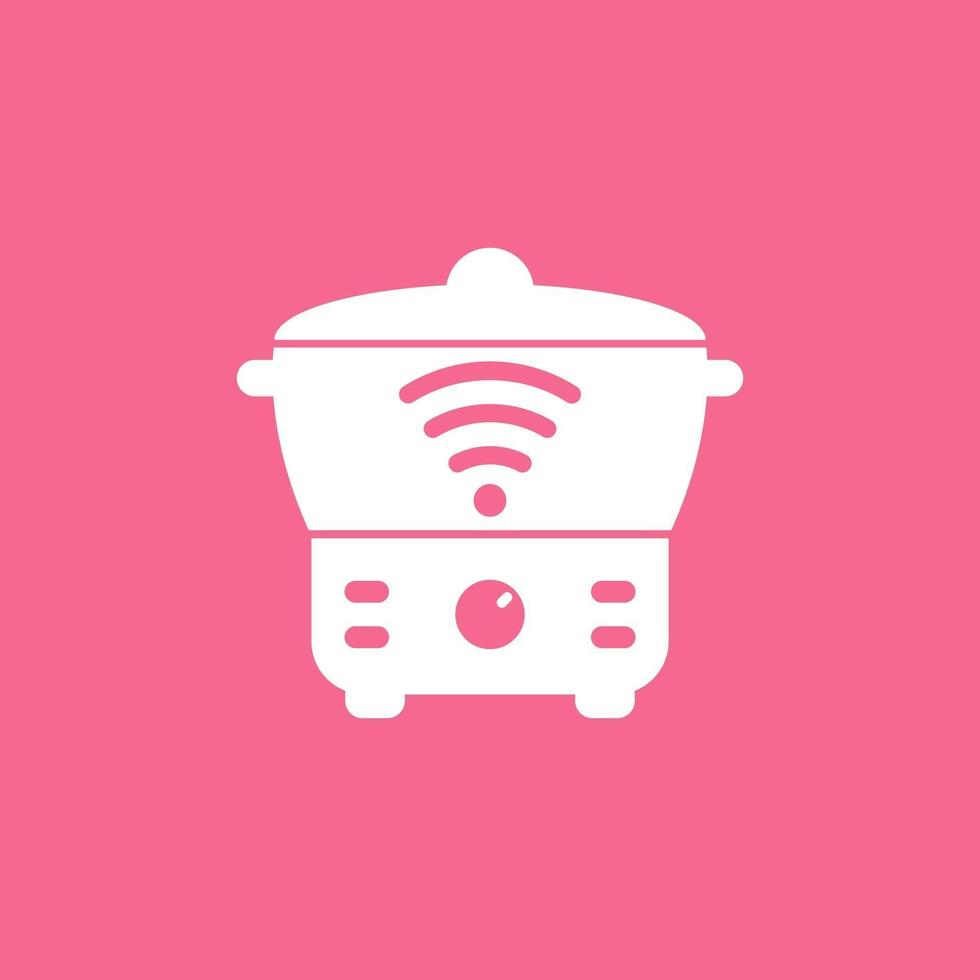 smart cooker icon, steamer, crock-pot vector