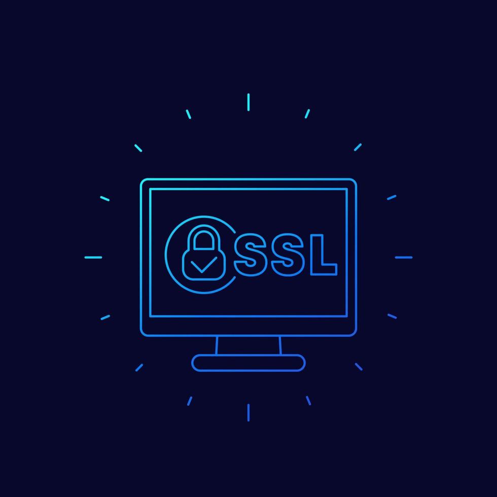 icono de línea segura ssl para web vector