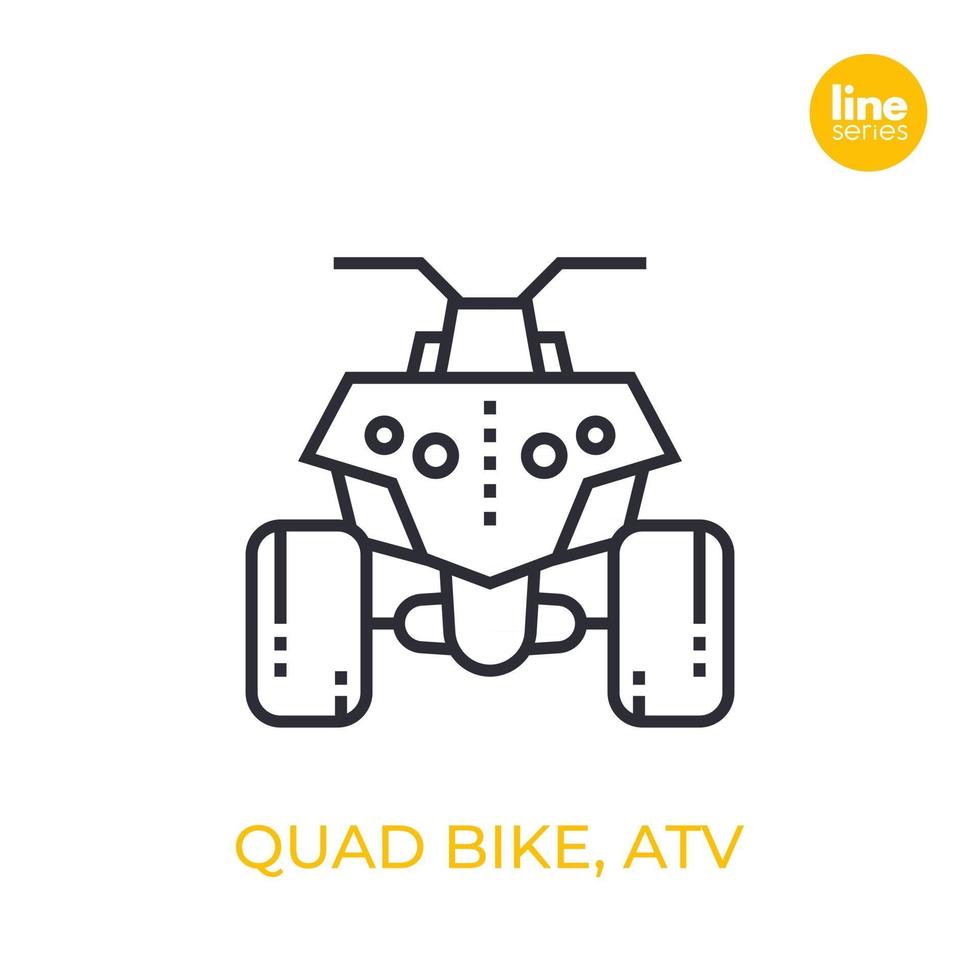 quad bike, all terrain vehicle ATV, quadricycle linear icon on white vector