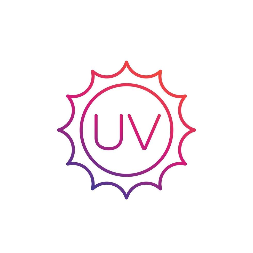 radiación uv, icono ultravioleta, lineal vector