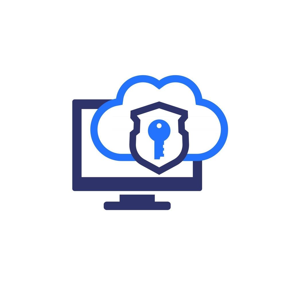 Secure cloud access, protected hosting icon vector