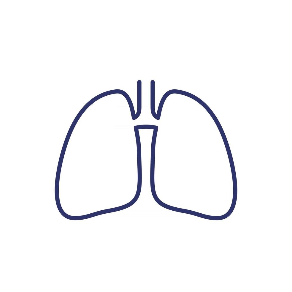 icono de contorno de pulmones en blanco vector