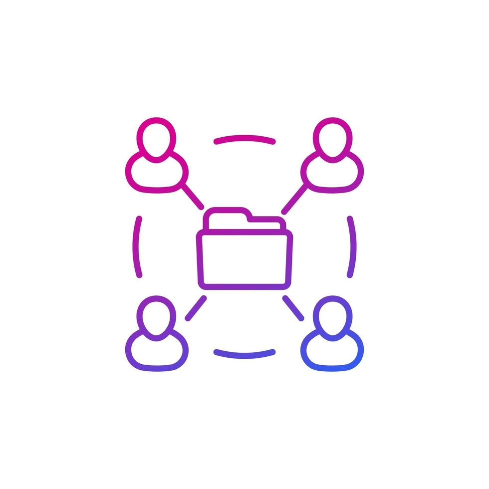 shared folder, remote work line icon on white vector
