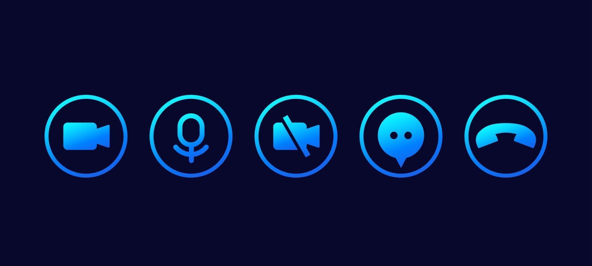 Video call icons for interface, vector