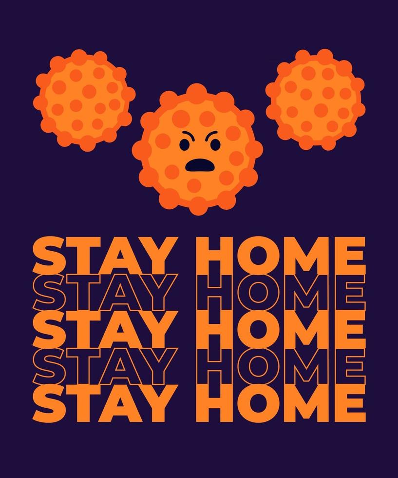 Stay home poster with virus, vector