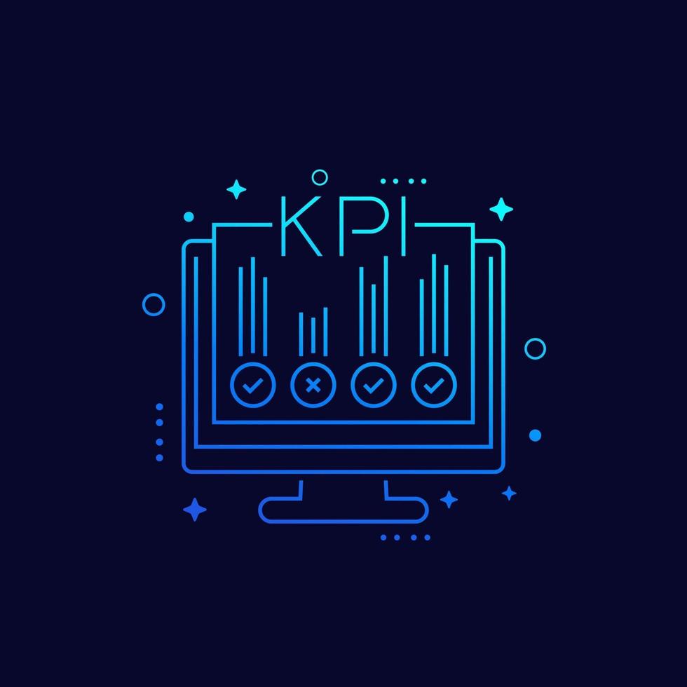 kpi, indicadores de negocio, icono lineal de vector