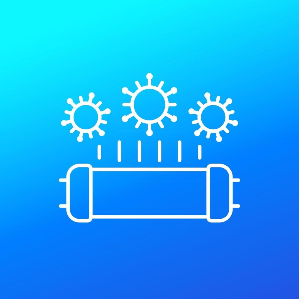 UV-C lamp for disinfection line vector icon
