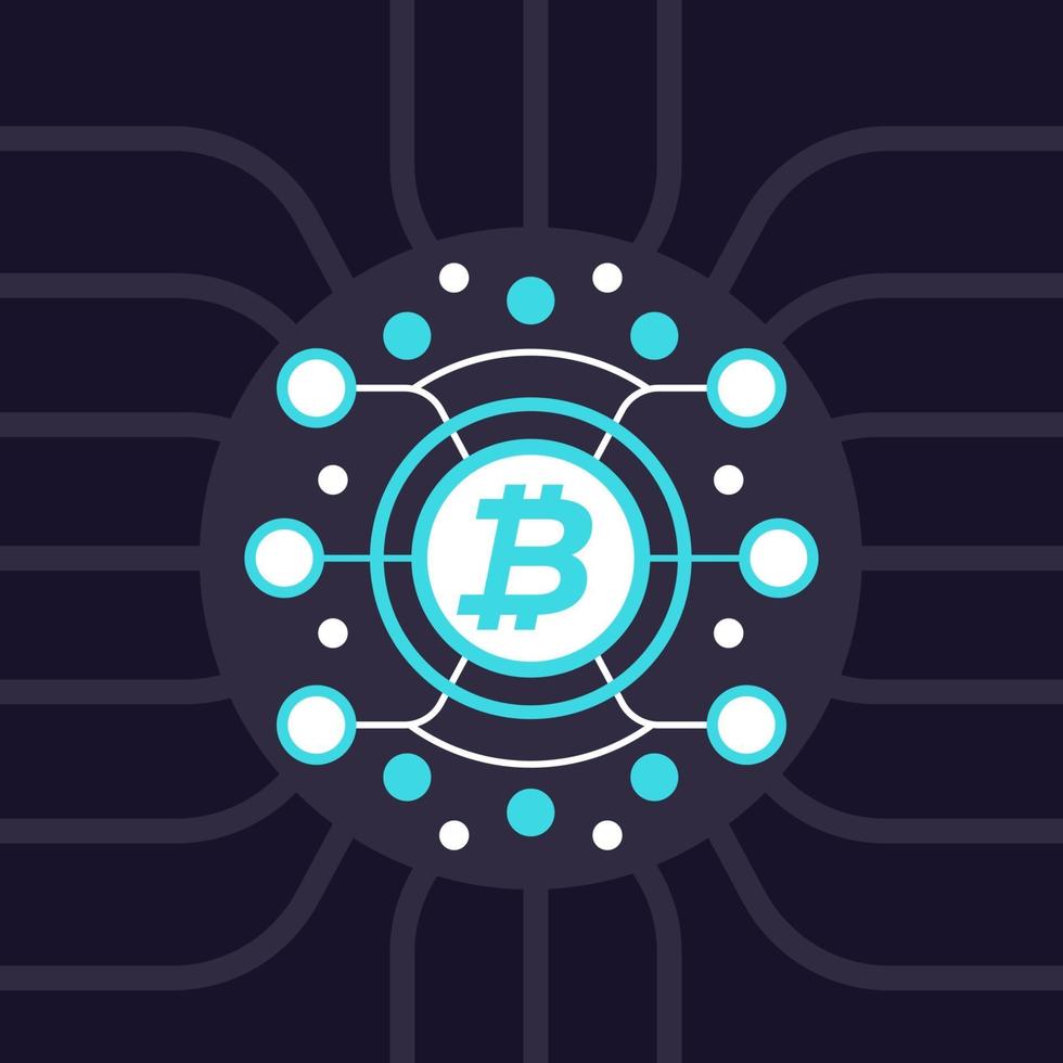 Bitcoin, cryptocurrency, blockchain vector illustration
