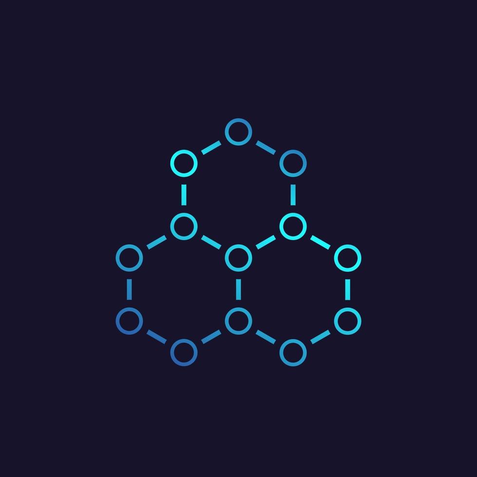 graphene, atomic carbon structure vector icon