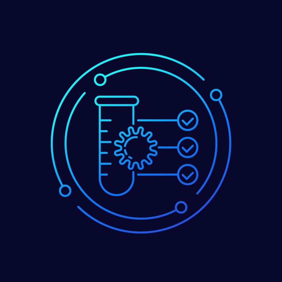 virus and test tube line vector icon