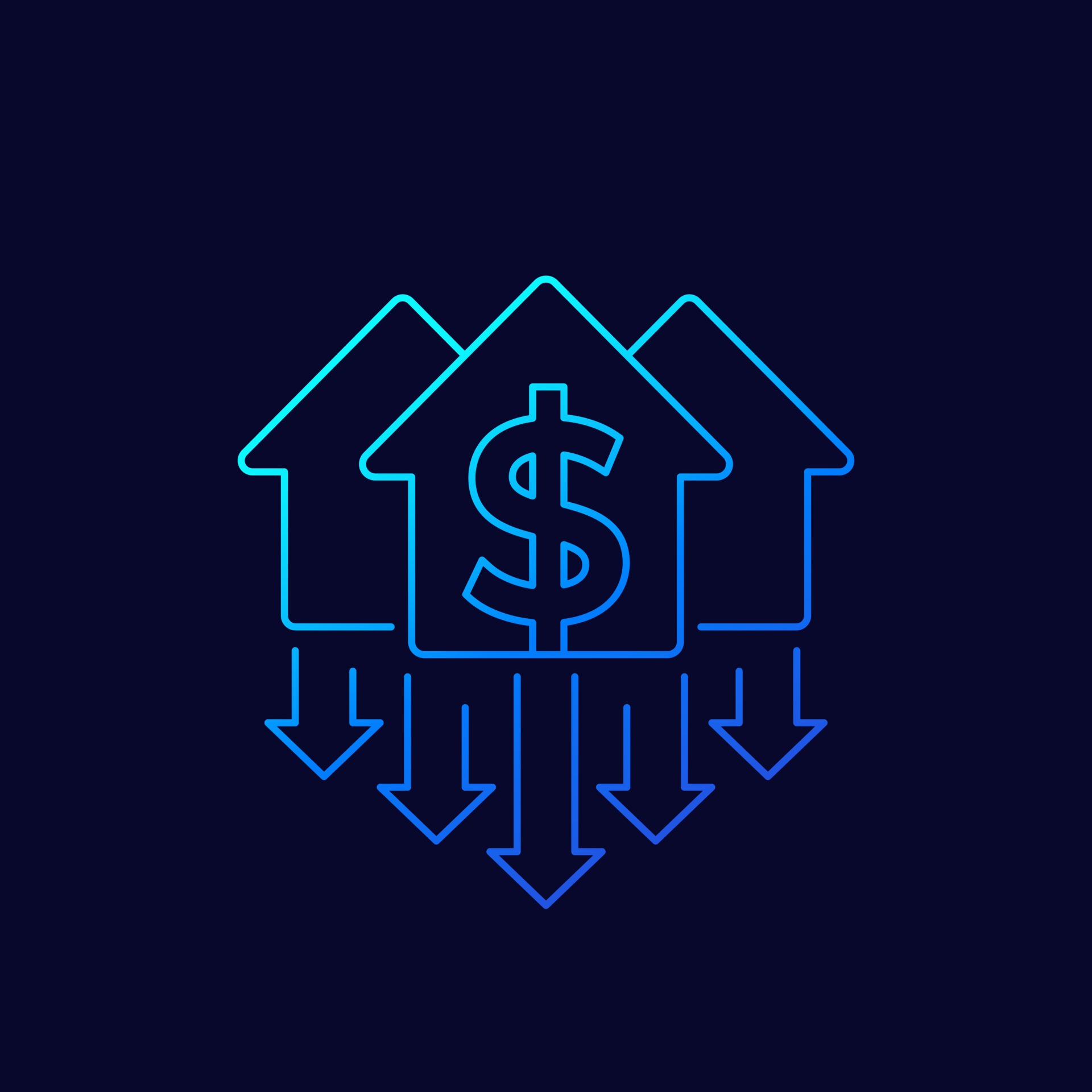 house prices decline and property value down linear icon 3005372 Vector