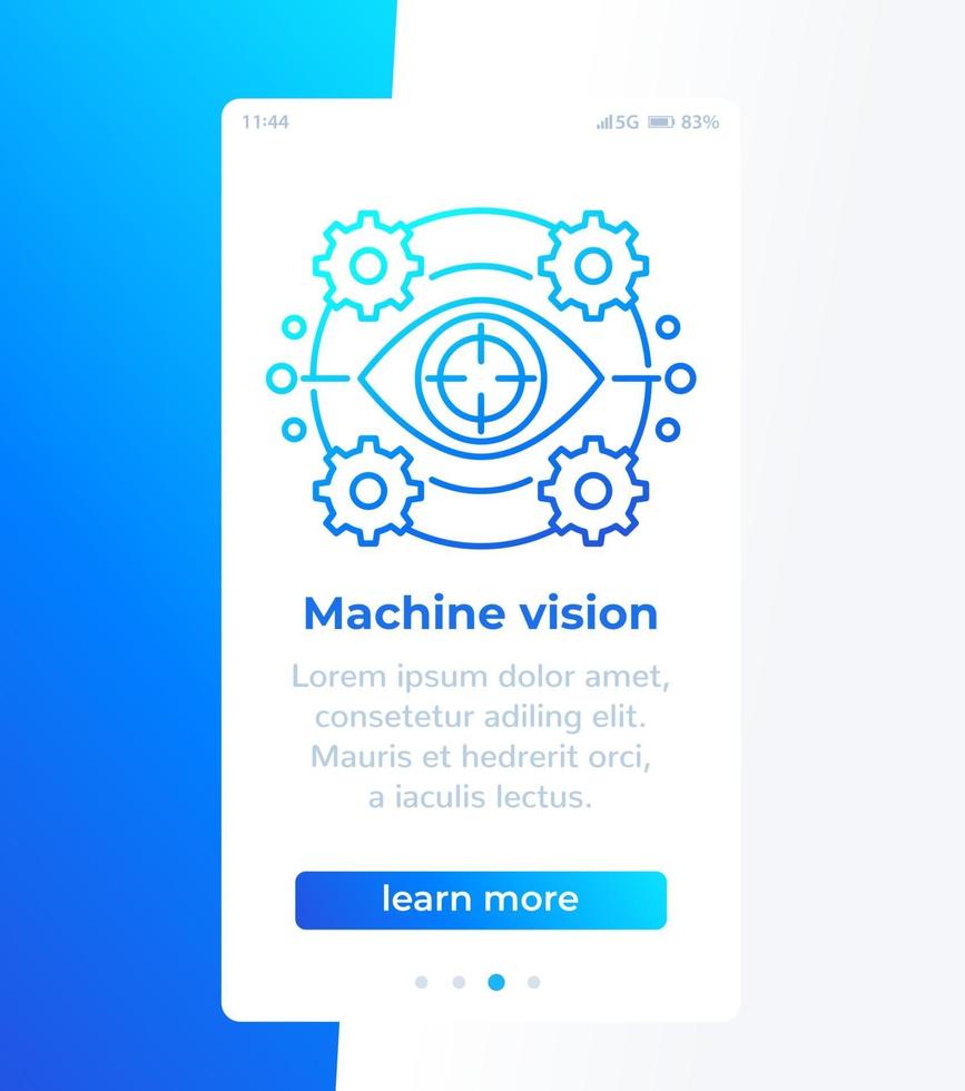 Machine vision banner with linear icon vector