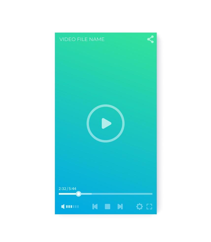 video player interface, vector ui design, vertical orientation