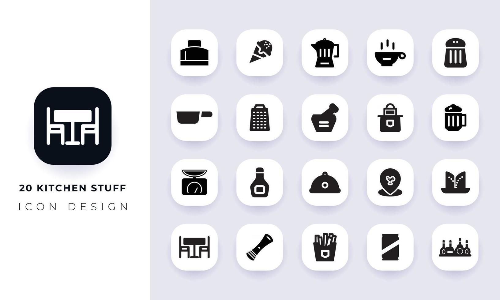 Minimal flat kitchen utensils icon pack. vector