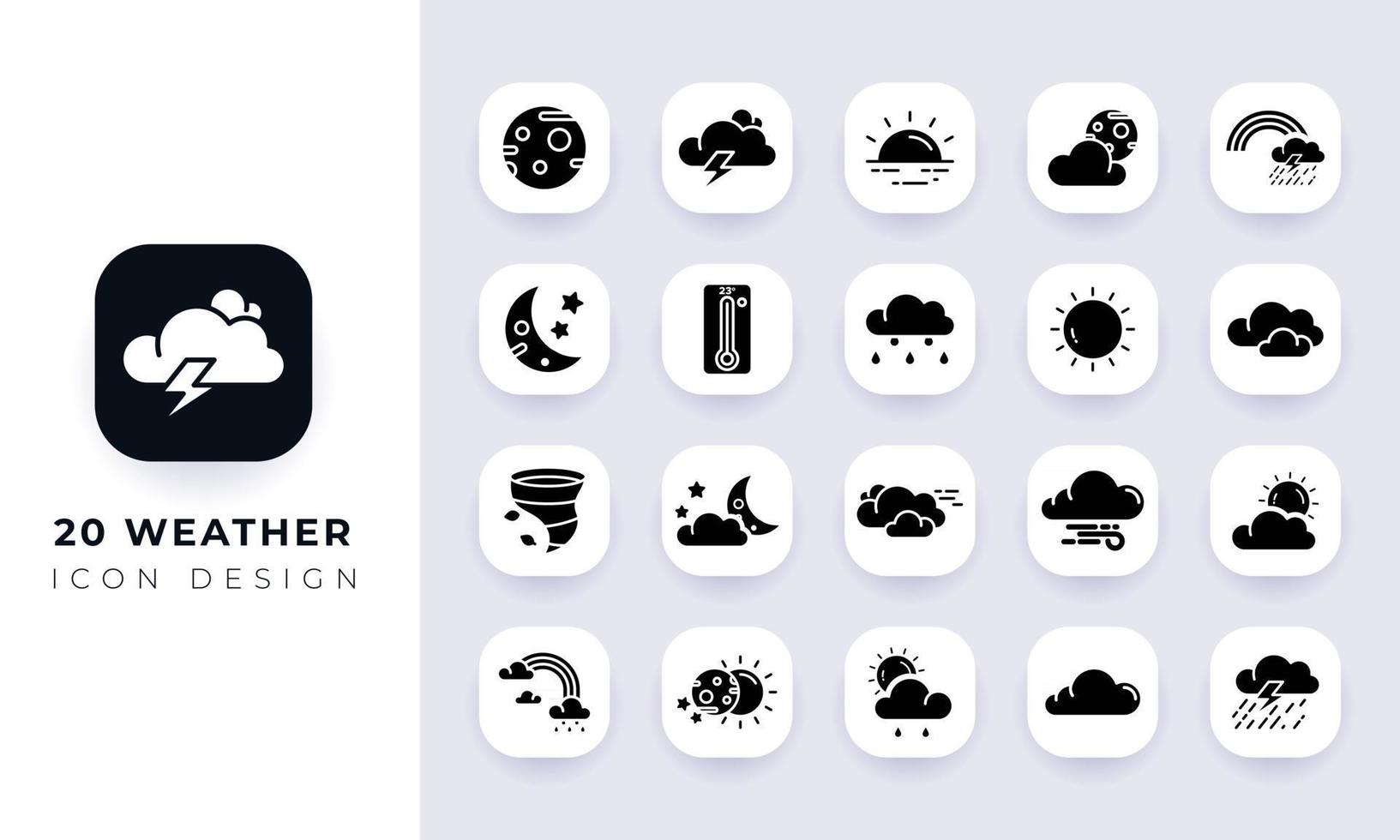 paquete de iconos de clima plano mínimo. vector