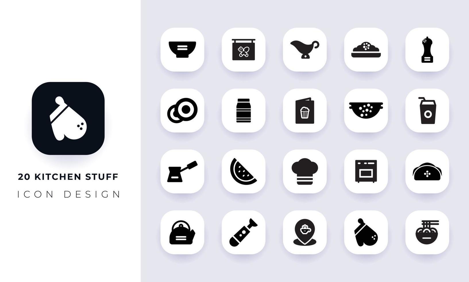 paquete de iconos de utensilios de cocina planos mínimos. vector