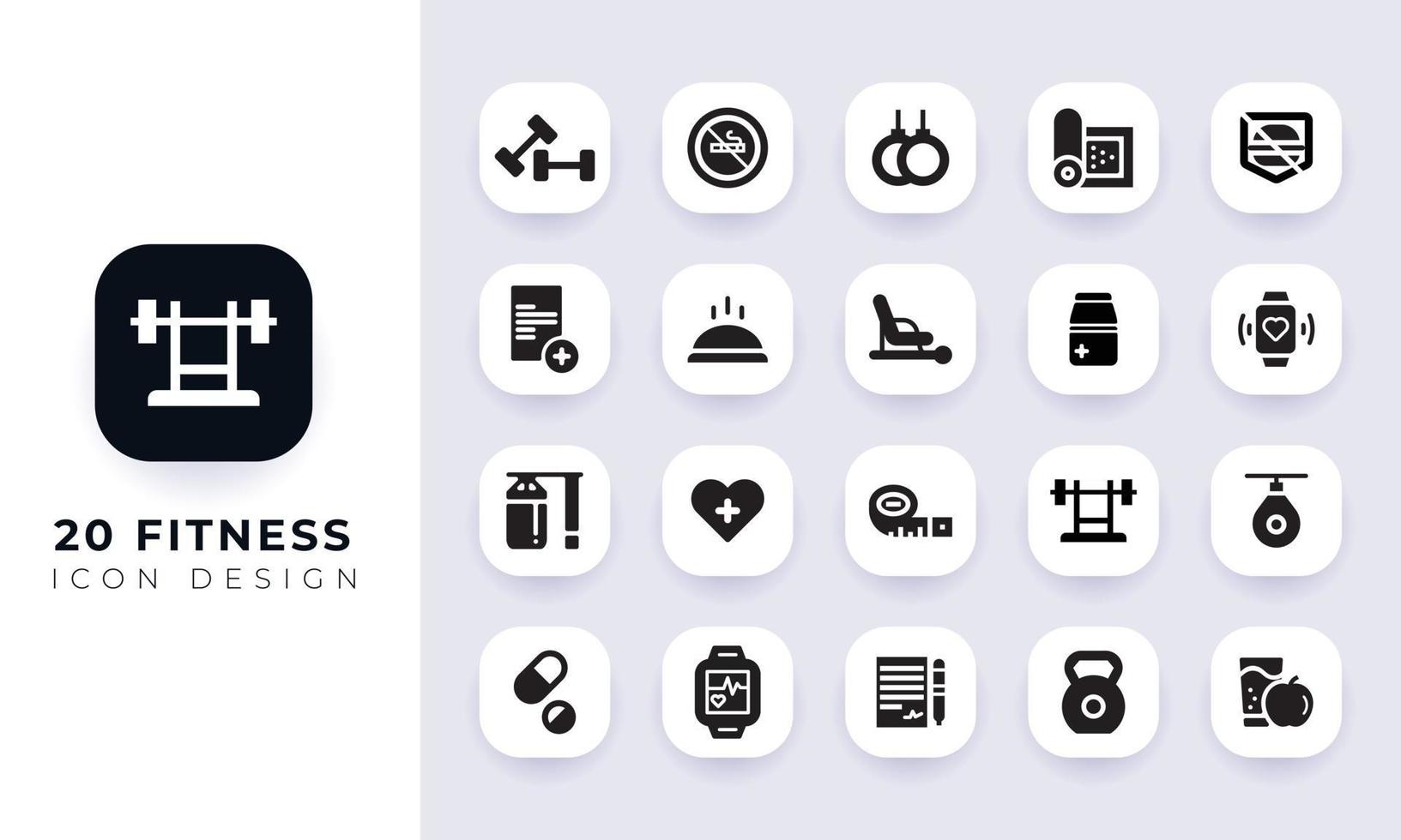 Minimal flat fitness icon pack. vector