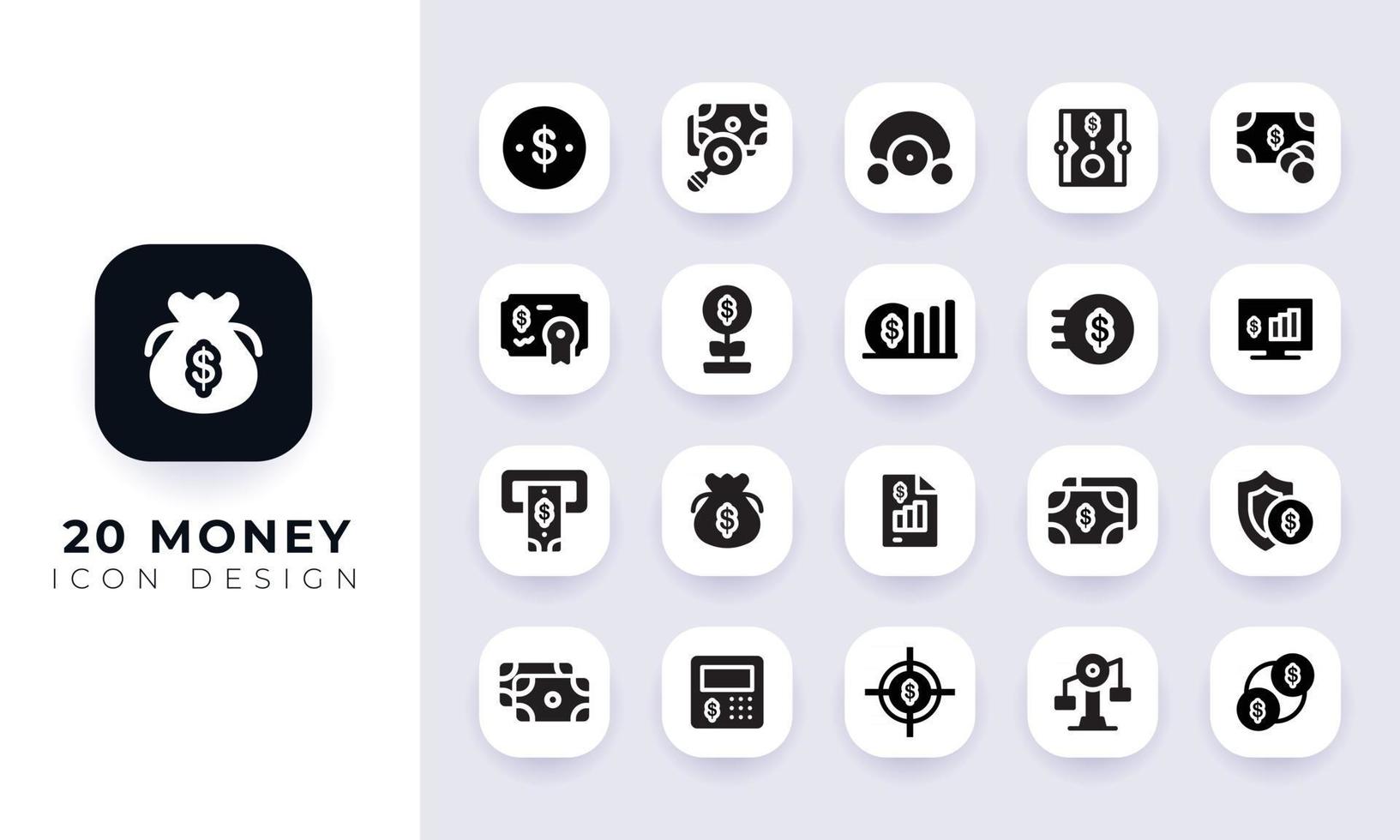 Minimal flat money icon pack. vector