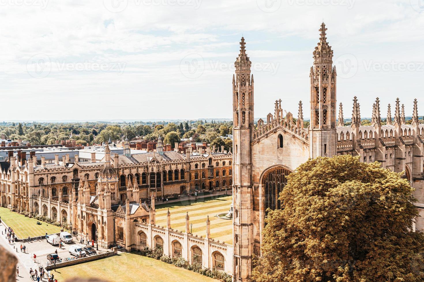 Un alto ángulo de vista de la ciudad de Cambridge, Reino Unido foto