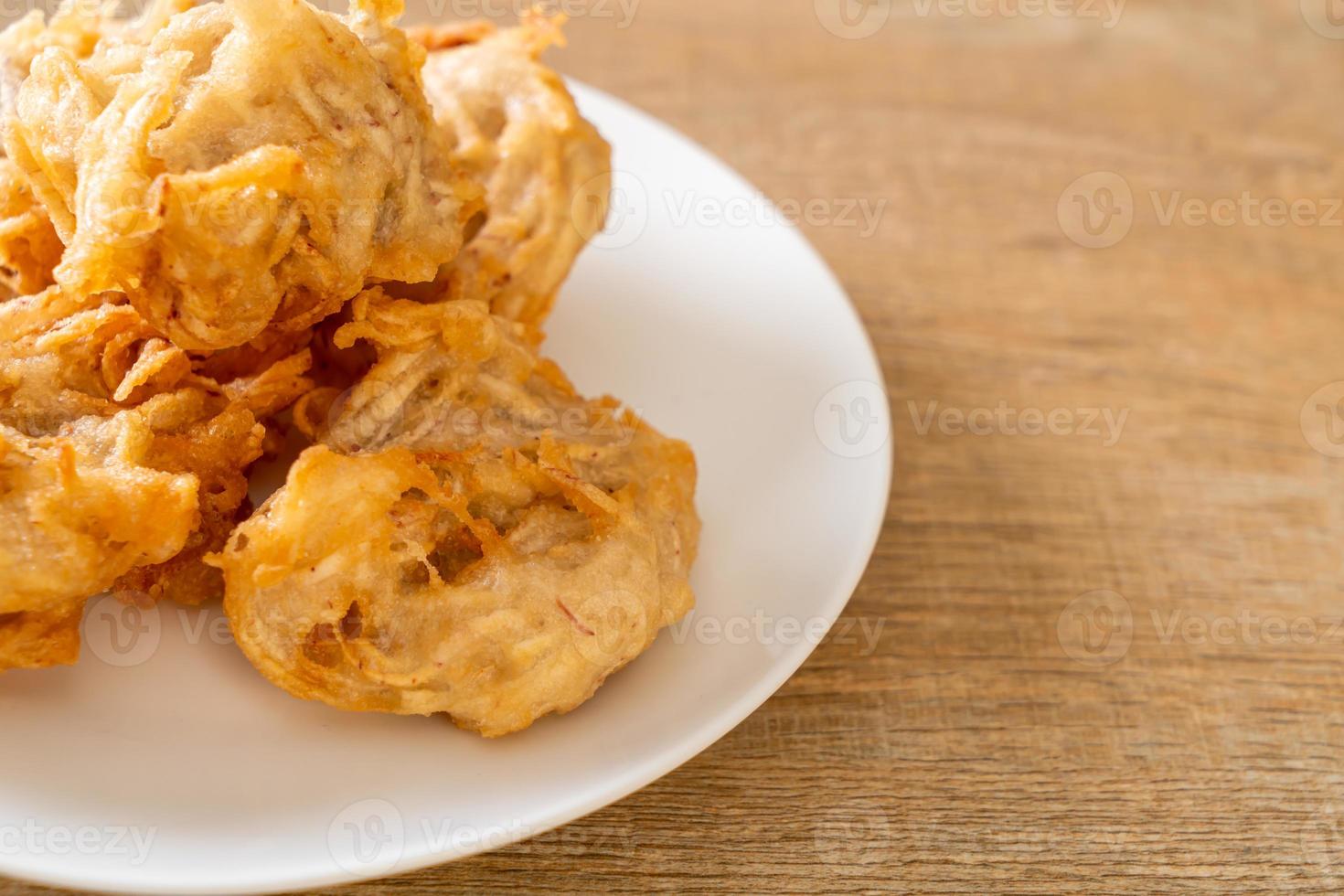 Fried taro with sauce - vegan and vegetarian food style photo