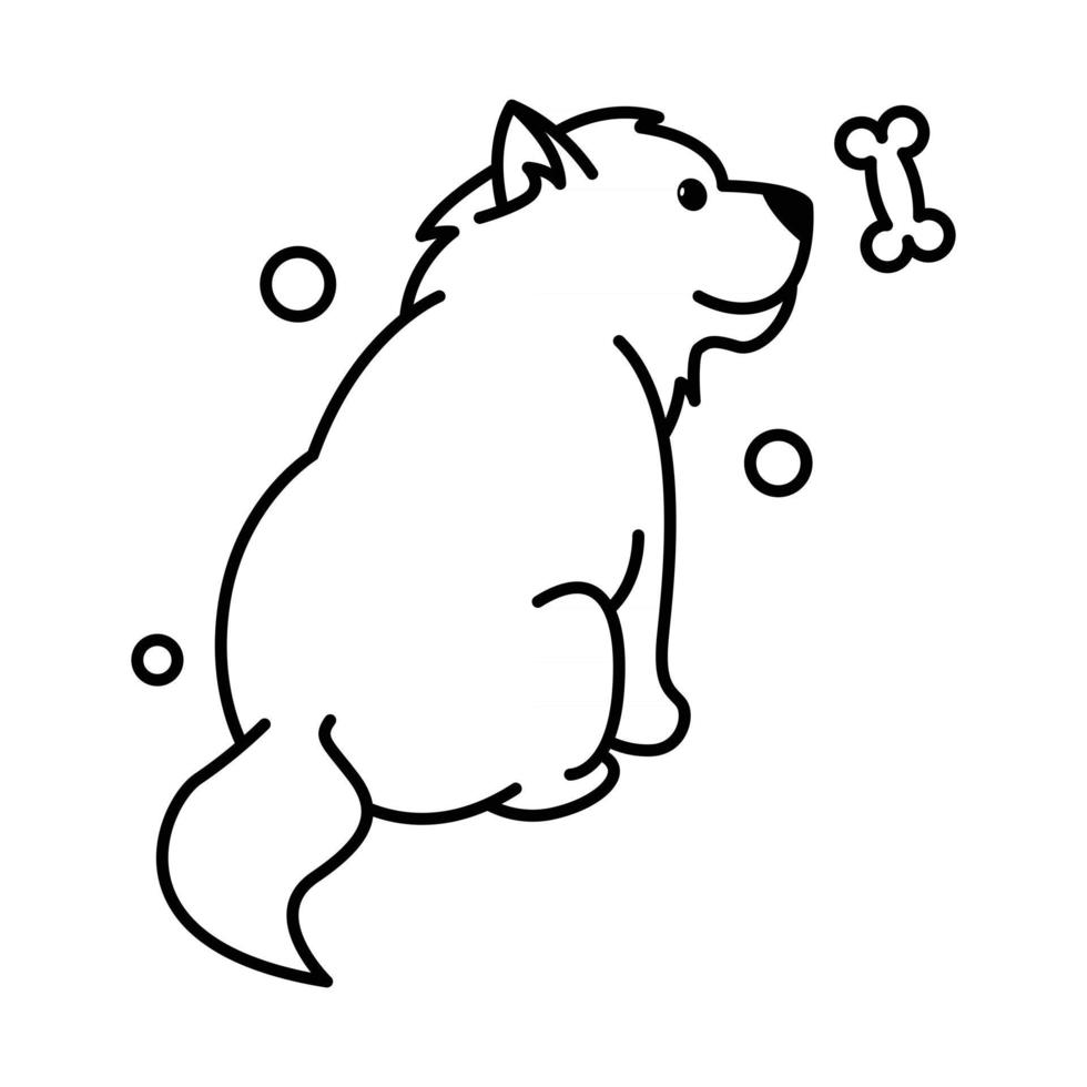 icono de estilo de contorno de dibujos animados lindo perro chow chow vector