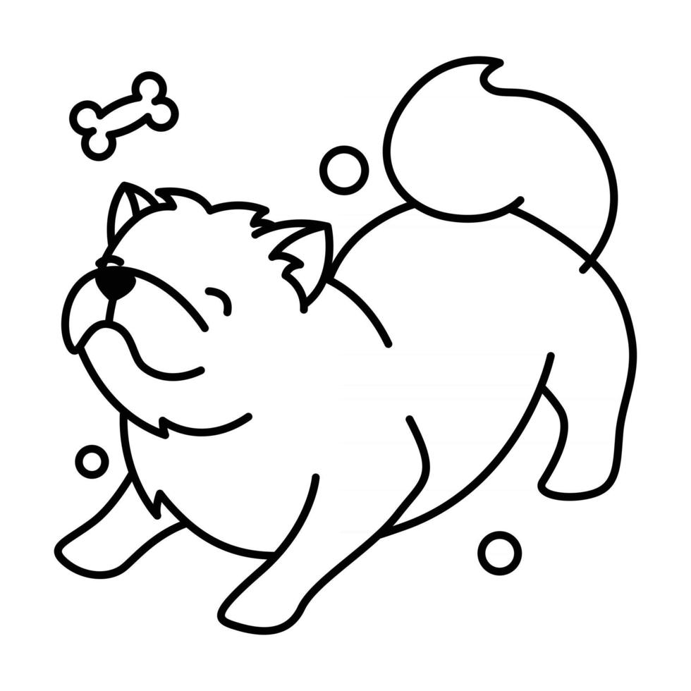 chow chow dog cute cartoon outline style icon vector