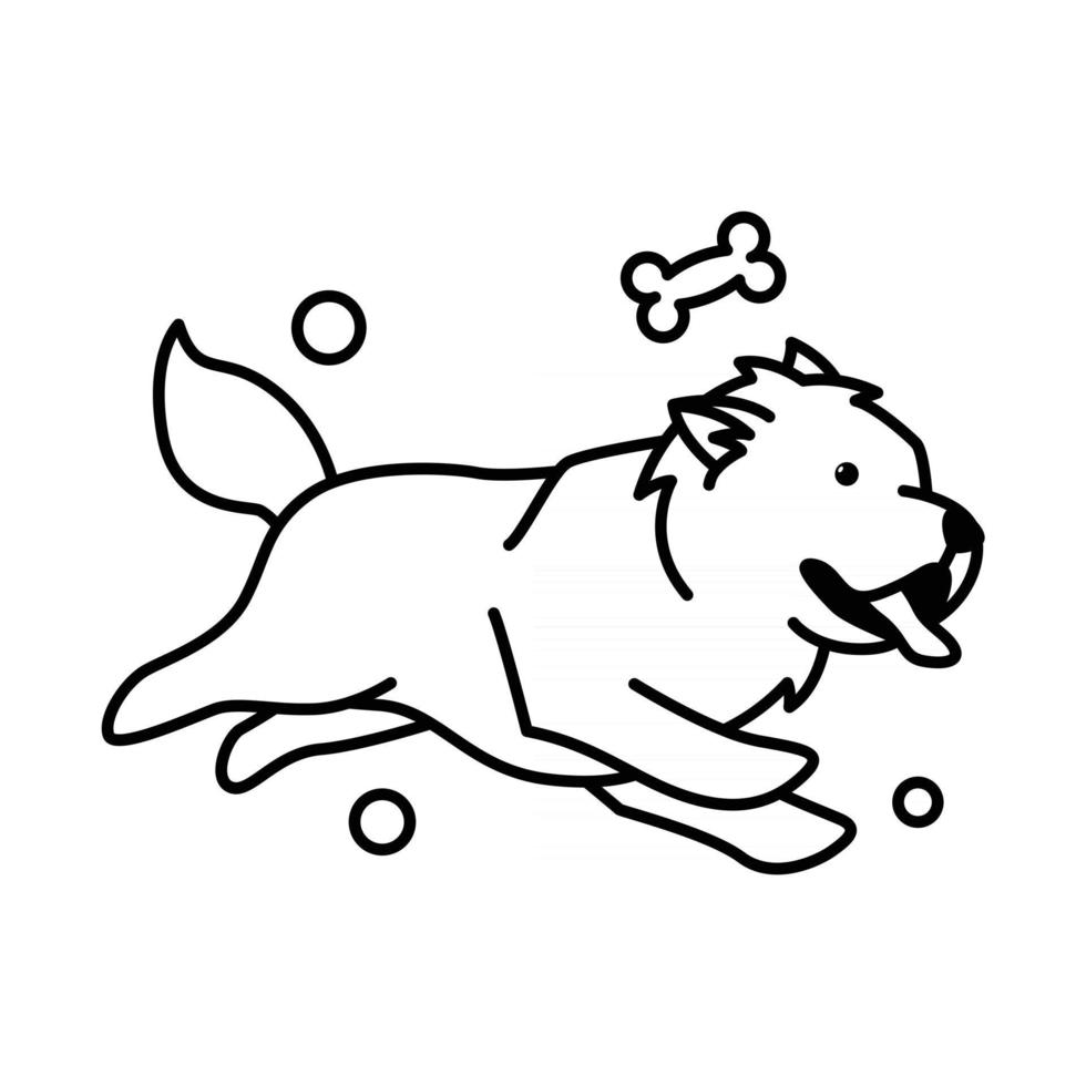 chow chow dog cute cartoon outline style icon vector