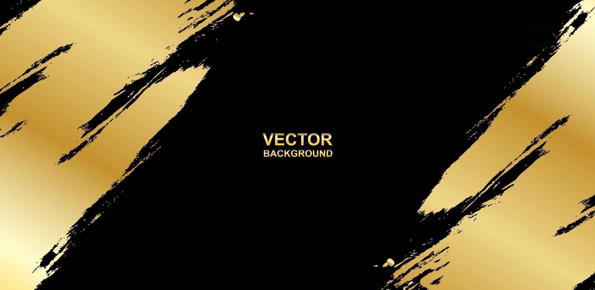 Abstract. Brush paint gold color on black background. Vector. vector