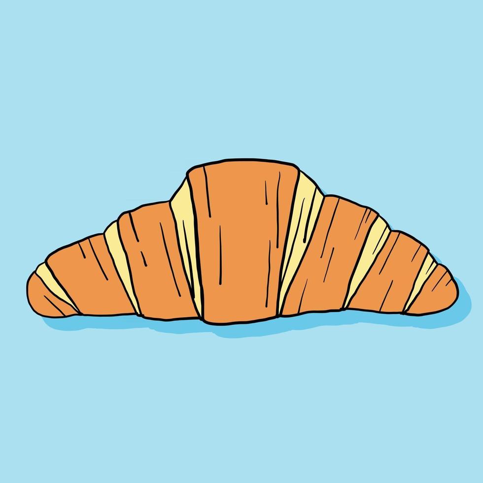 Doodle dibujo a mano alzada de pan croissant. vector