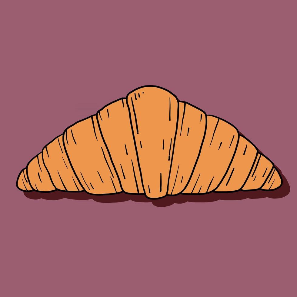 Doodle dibujo a mano alzada de pan croissant. vector