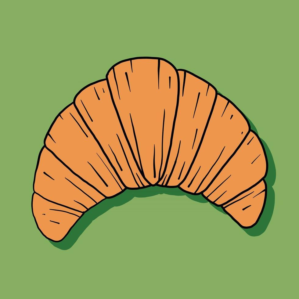 Doodle dibujo a mano alzada de pan croissant. vector