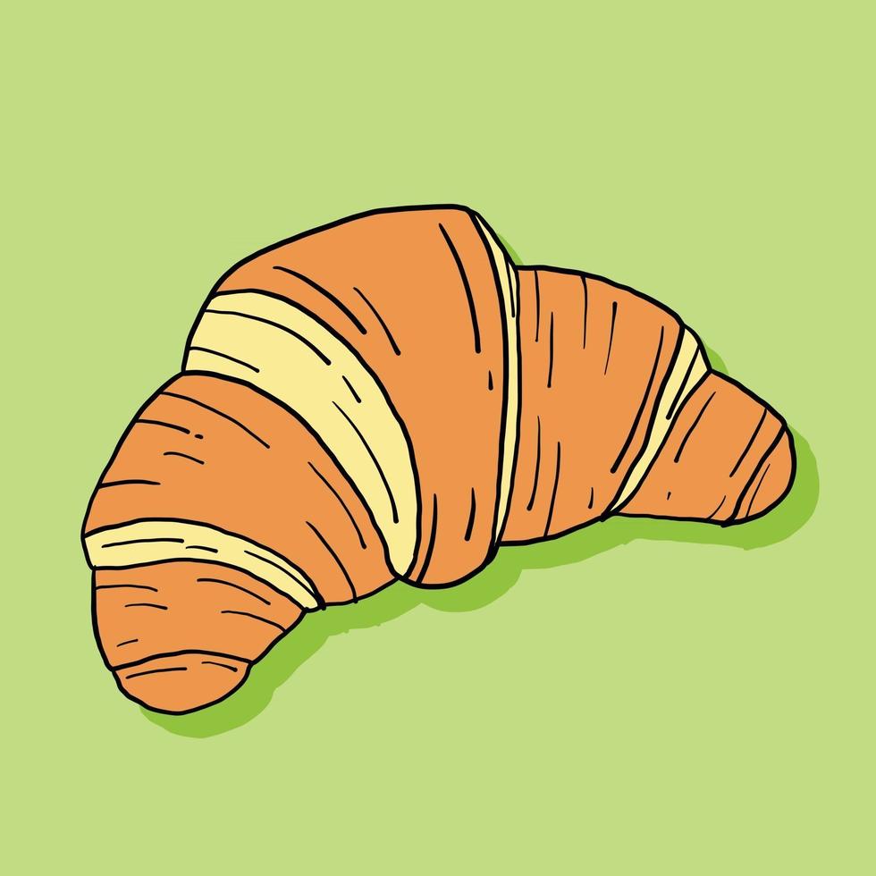 Doodle dibujo a mano alzada de pan croissant. vector