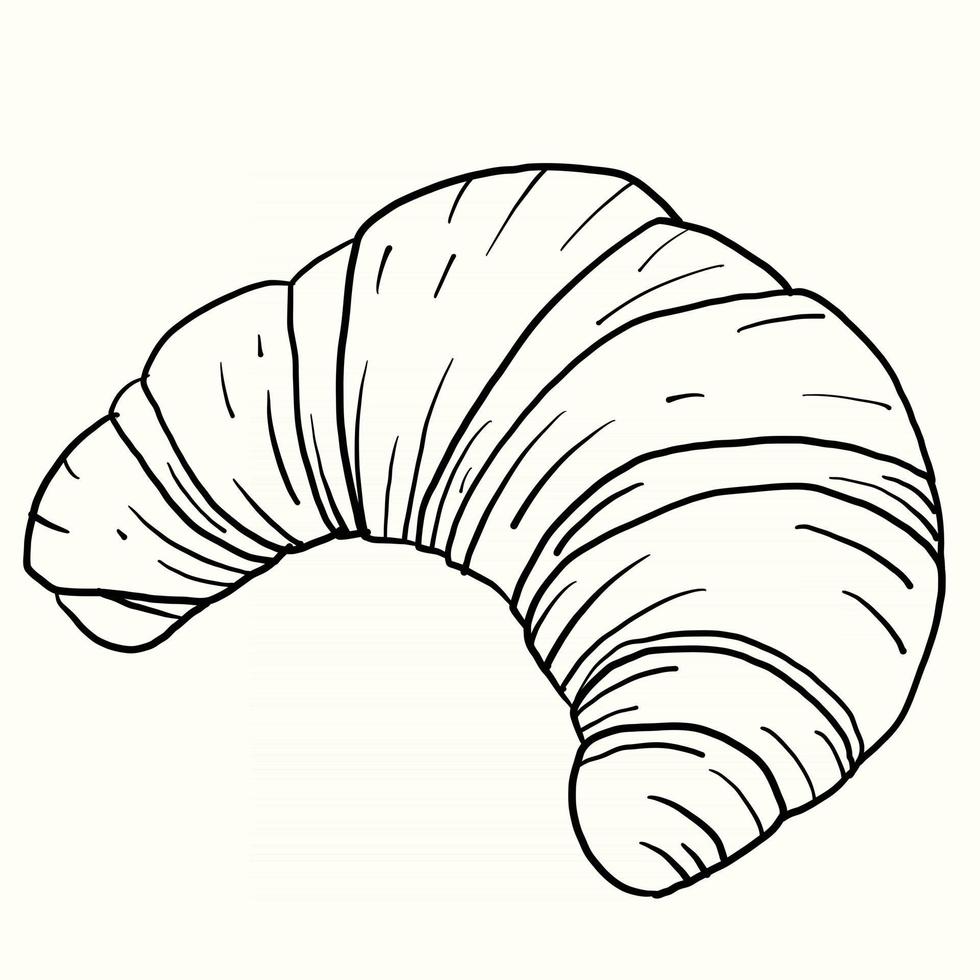 Doodle dibujo a mano alzada de pan croissant. vector