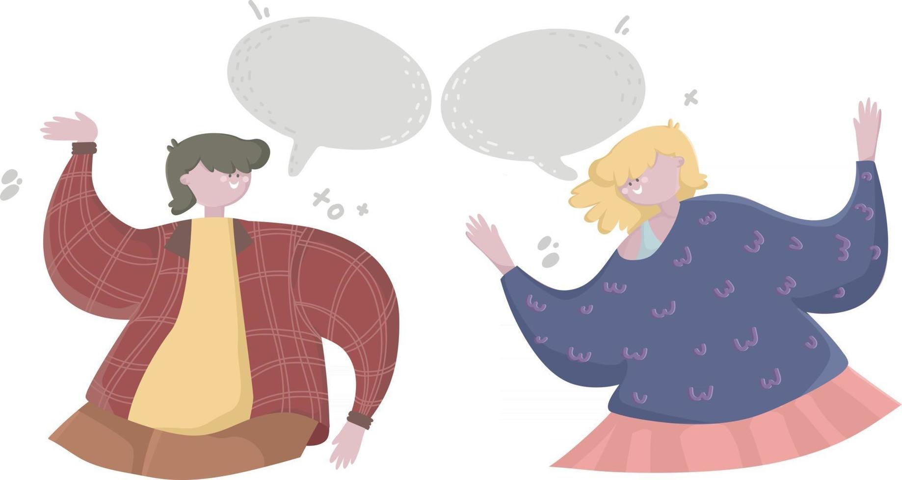 Young couple talking together. People Positive communicating vector