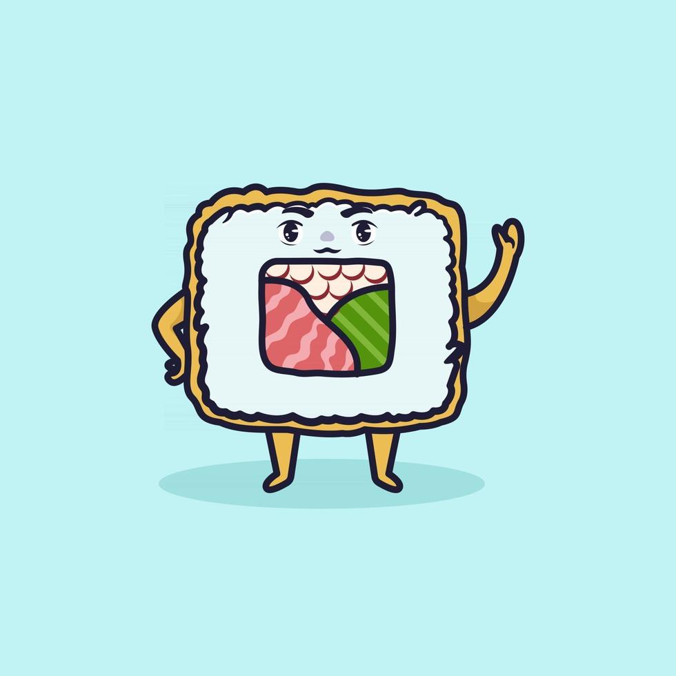 Cute kawaii sushi illustration design vector